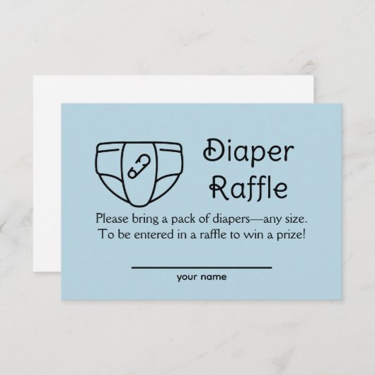 Kaart met luidere Raffle Baby Blue Shower Enclosur (Voorkant / Achterkant)