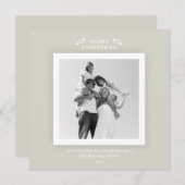 Kaart met minimale Warm Grey/Beige Kerstmis (Voorkant / Achterkant)