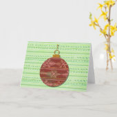  Kaart met rode, groene kerstversiering (Gele Bloem)