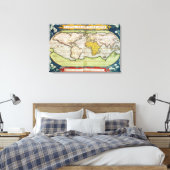 Kaart met Sir Francis Drake's Canvas Afdruk (Insitu (Slaapkamer))