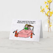 Kaart met stel in bed met brandblussers (Gele Bloem)