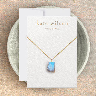 Kaart met wit leder (afbeelding) Ketting