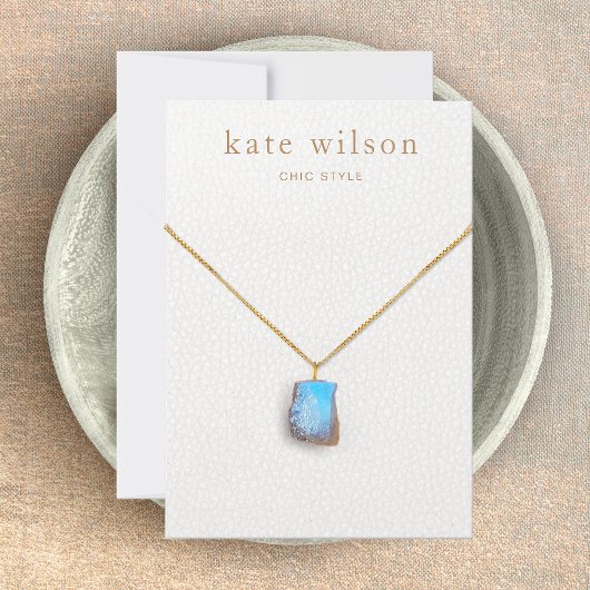 Kaart met wit leder (afbeelding) Ketting