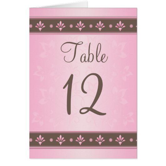 Kaart Mocha en Roze Floral Table Number (Voorkant)