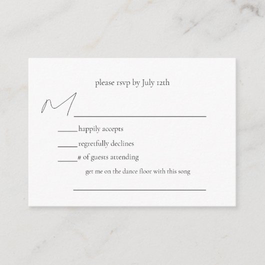 Kaart Modern Song Request RSVP Enclosure (Voorkant)