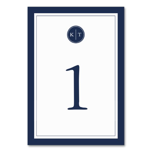 Kaart NAAM EN White Monogram Table Number (Voorkant)