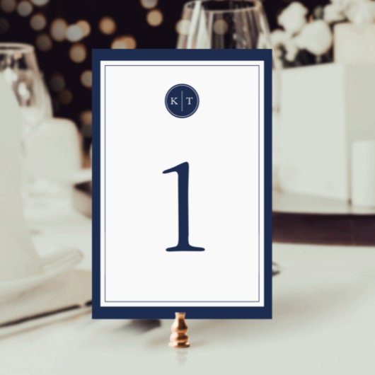 Kaart NAAM EN White Monogram Table Number