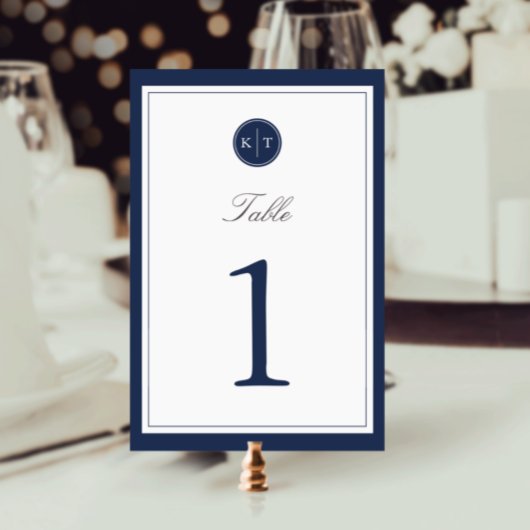 Kaart NAAM EN White Monogram Table Number