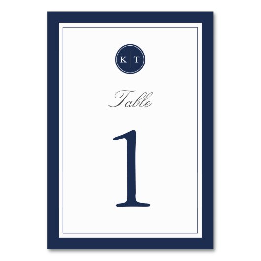 Kaart NAAM EN White Monogram Table Number (Voorkant)