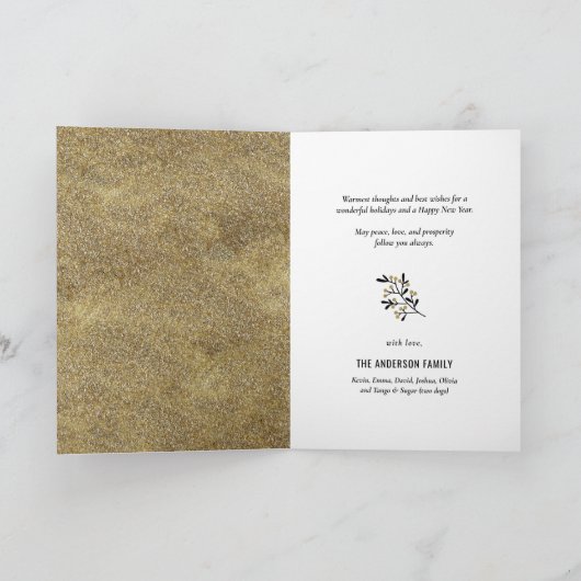 Kaart naar nieuw jaar modern script Festive Gold C (Binnen)