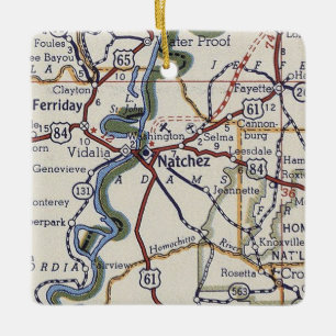  kaart Natchez MS Keramisch Ornament