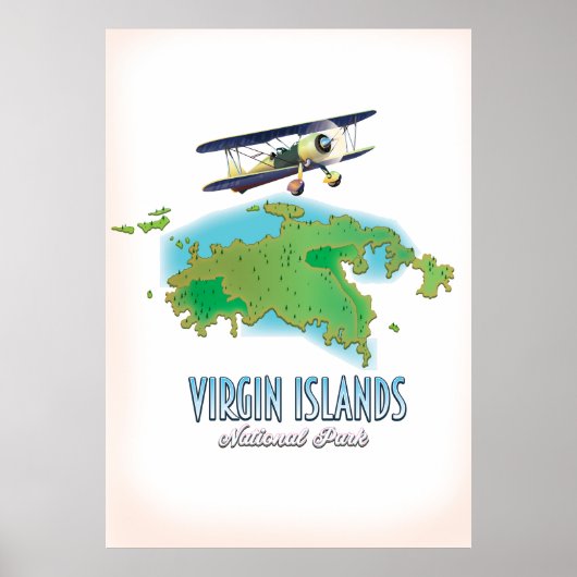 kaart Nationaal park Amerikaanse Maagdeneilanden Poster (Voorkant)