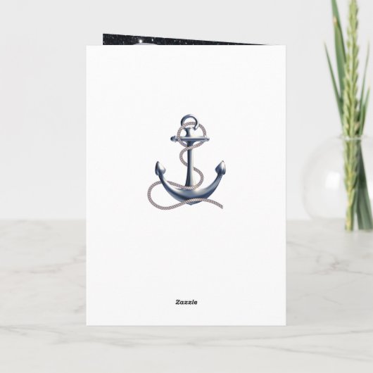 Kaart Nautical Anchor Silver Black Stripes Program (Achterkant)
