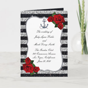 Kaart Nautical Anchor Silver Black Stripes Program