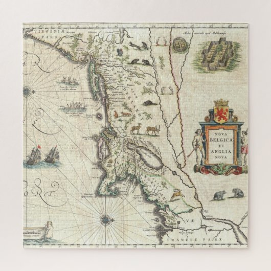  kaart Nederlandse en Engelse kolonies Noord-Ameri Legpuzzel (Verticaal)