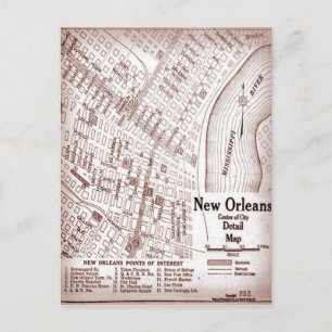  kaart New Orleans in het centrum van 1920
