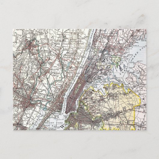 Kaart: New York Area, 1906 Briefkaart (Voorkant)