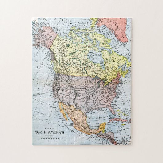 KAART: NOORD-AMERIKA, 1890 LEGPUZZEL (Verticaal)