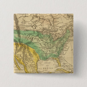 Kaart Noord-Amerika van Worcester Vierkante Button 5,1 Cm