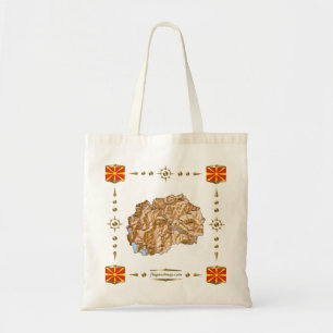 Kaart Noord-Macedonië en vlag Tote Bag