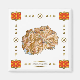 Kaart Noord-Macedonië + Flagnet Magnet Magneet