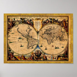 kaart Nova totius terrarum 1625 Poster