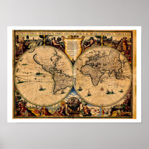  kaart Nova totius terrarum 1625 Poster