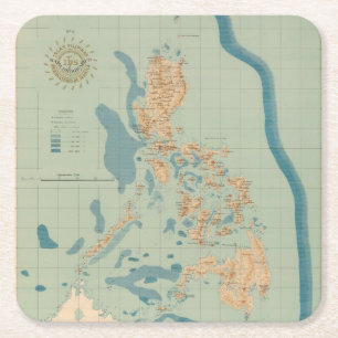 Kaart nr. 4 orografisch vierkante kartonnen onderzetter