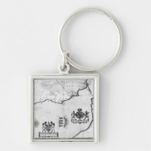 Kaart nr. 8 met de route van de vloot van Armada Sleutelhanger