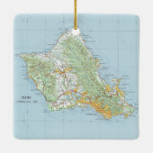  kaart Oahu Keramisch Ornament (Achterkant)