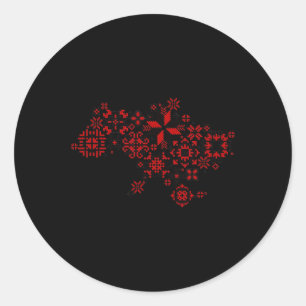 Kaart Oekraïne - Borduurwerk - Oekraïense Borduur Ronde Sticker
