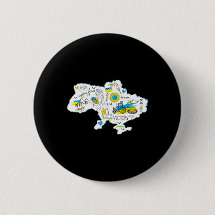 Kaart Oekraïne - Oekraïens nationaal embleem - Oek Ronde Button 5,7 Cm