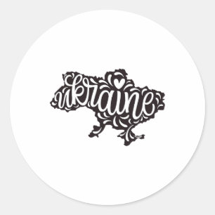 Kaart Oekraïne - Oekraïens nationaal embleem Ronde Sticker