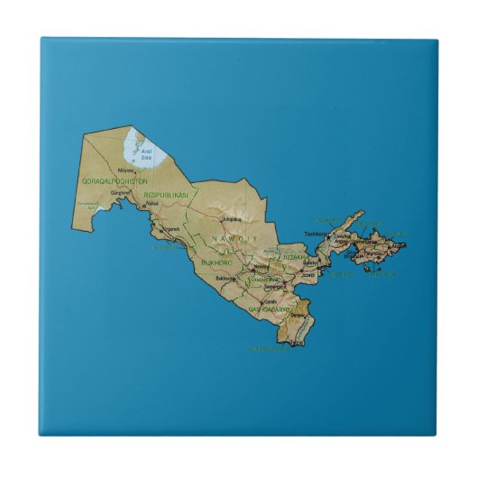 Kaart Oezbekistan Tegeltje (Voorkant)