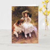 Kaart of Uitnodiging:  De Hond, het Meisje en de (Gele Bloem)