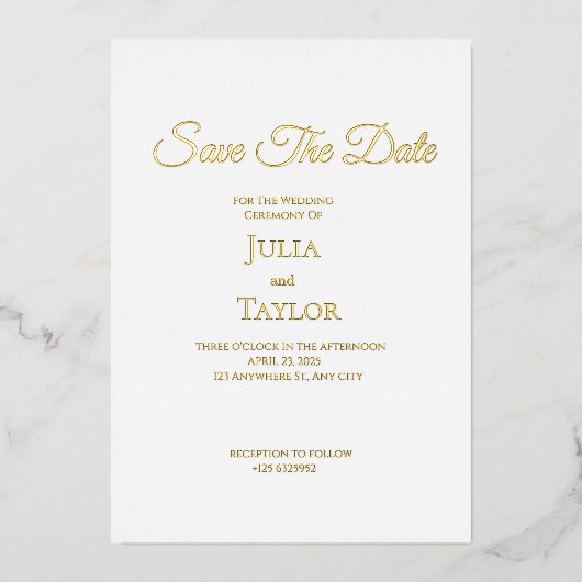 Kaart om de datum te reserveren (Voorkant)