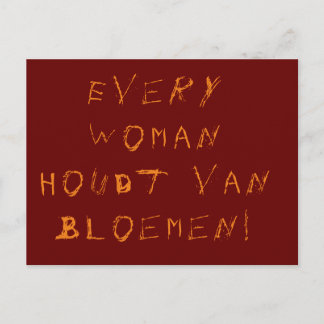 Kaart ontmoette Talgrapje, die bos bloemen aankon 