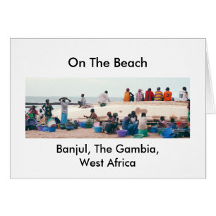 Kaart, "Op de strand, Banjul, Gambia, West-Afrika"