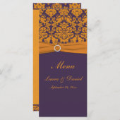 Kaart Oranje en Paars Damask Menu (Voorkant / Achterkant)