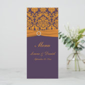 Kaart Oranje en Paars Damask Menu (Staand voorkant)