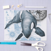  kaart Orca Blue Compass Tissuepapier (Craft)