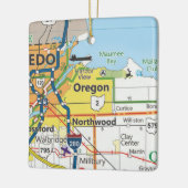  kaart Oregon Ohio Keramisch Ornament (Links)