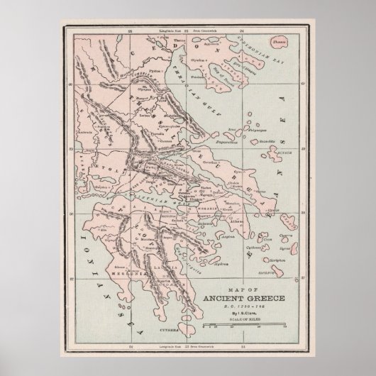 Kaart oude Griekenland (1901) Poster (Voorkant)