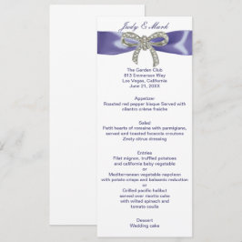 Kaart Paars Blue Diamond Bow Wedding Menu