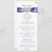 Kaart Paars Blue Diamond Heart Wedding Menu (Voorkant / Achterkant)