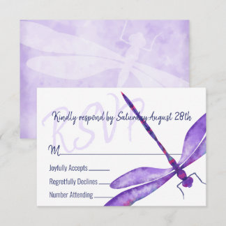 Kaart Paarse dragonfly RSVP-behuizing