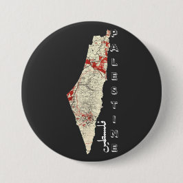 kaart Palestina Arabische kalligrafie Ronde Button 7,6 Cm