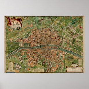  kaart Parijs (1766) Poster