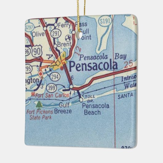  kaart Pensacola FL Keramisch Ornament (Links)