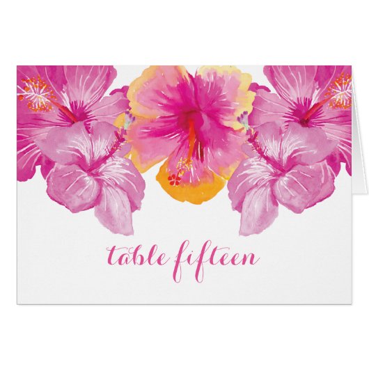 Kaart penseelnummer Hibiscus Floral Table Number (Voorkant Horizontaal)